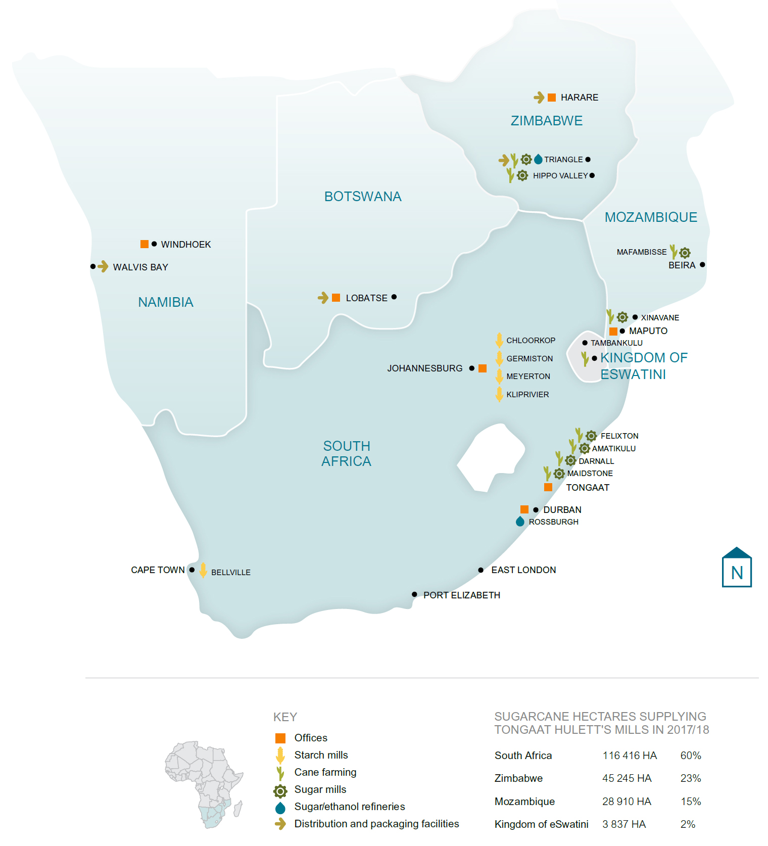 Operational presence - Tongaat Hulett